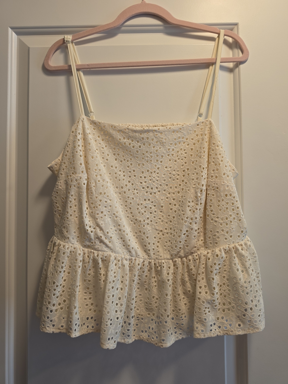 NWT A New Day Cream Eyelet Peplum Cami